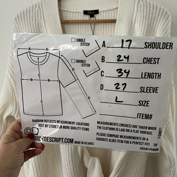 Rails Nora Longline Wrap Wool Cashmere Cardigan With Belt, Cream Size Large NWT - Picture 8 of 10